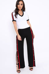 White Ribbed Bodysuit with Contrast Trim - Libi-Bodysuits