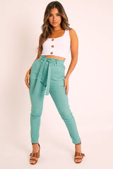 White Ribbed Button Front Crop Top - Brihana-Tops