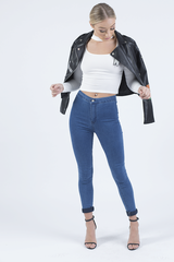 White Ribbed Choker Cut Out Crop Top - Mary-Crop Tops