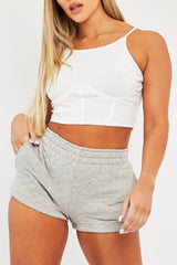 White Ribbed Corset Racer Crop Top - Frida-Crop Tops