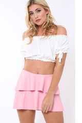 White Ribbed Frill Gypsy Top - Maysia-Crop Tops