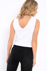 White Ribbed Lace up Crop Top - Laylia-Crop Tops