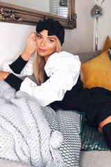 White Ribbed Shirt Puff Sleeve Top - Kayler-Tops