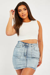 White Ribbed Vest Cropped Top - Briza-Crop Tops
