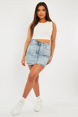 White Ribbed Vest Cropped Top - Briza-Crop Tops