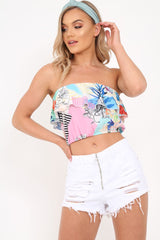 White Ring Zip Front Distressed Denim Shorts - Kamea-Shorts