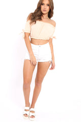 White Ripped Denim Shorts - Melisa-Shorts