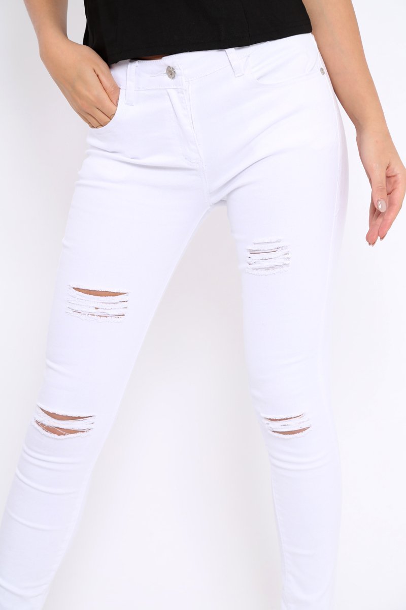 White Ripped Skinny Jeans - Addyson-Jeans