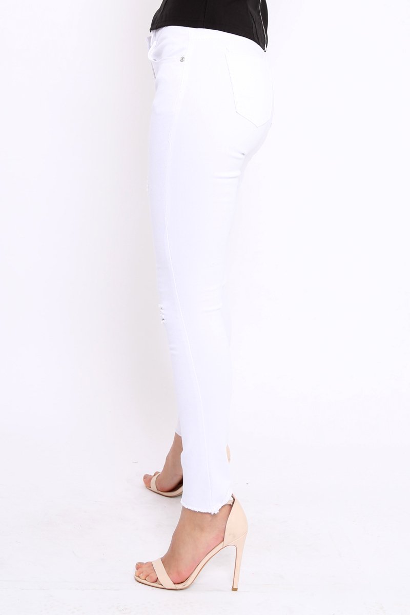 White Ripped Skinny Jeans - Addyson-Jeans