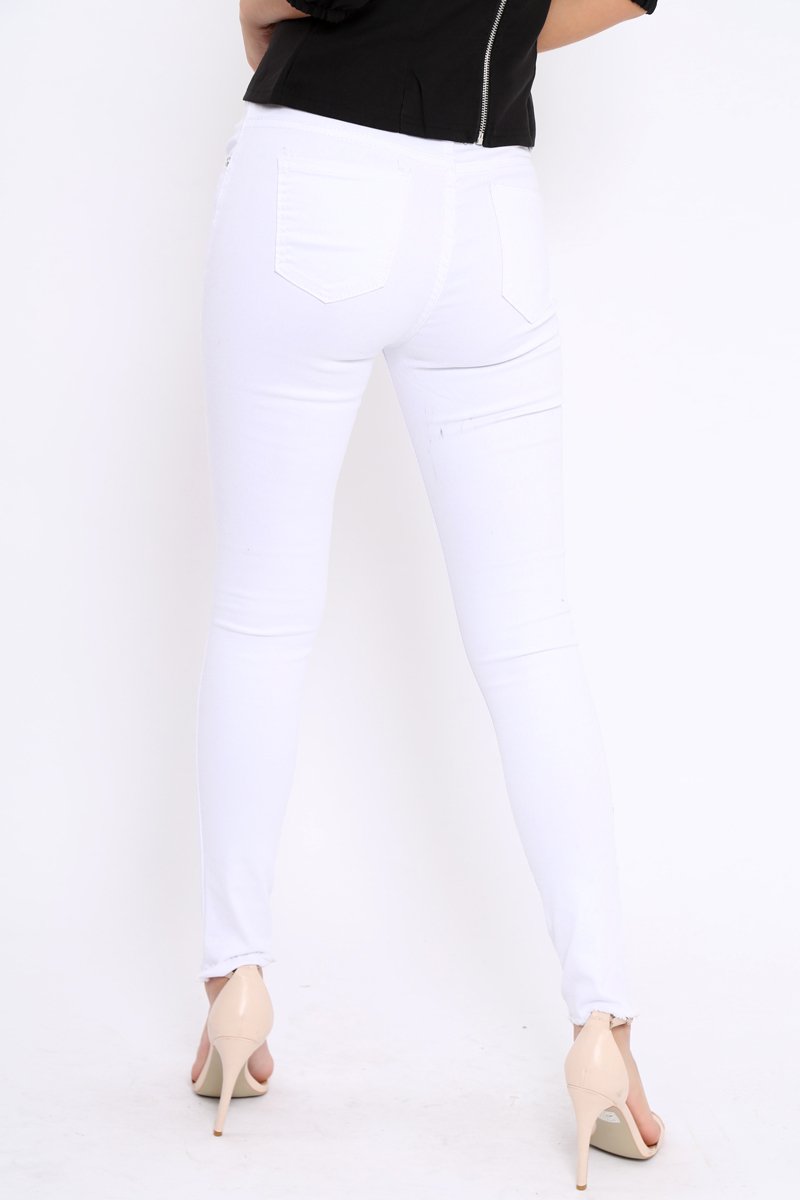 White Ripped Skinny Jeans - Addyson-Jeans