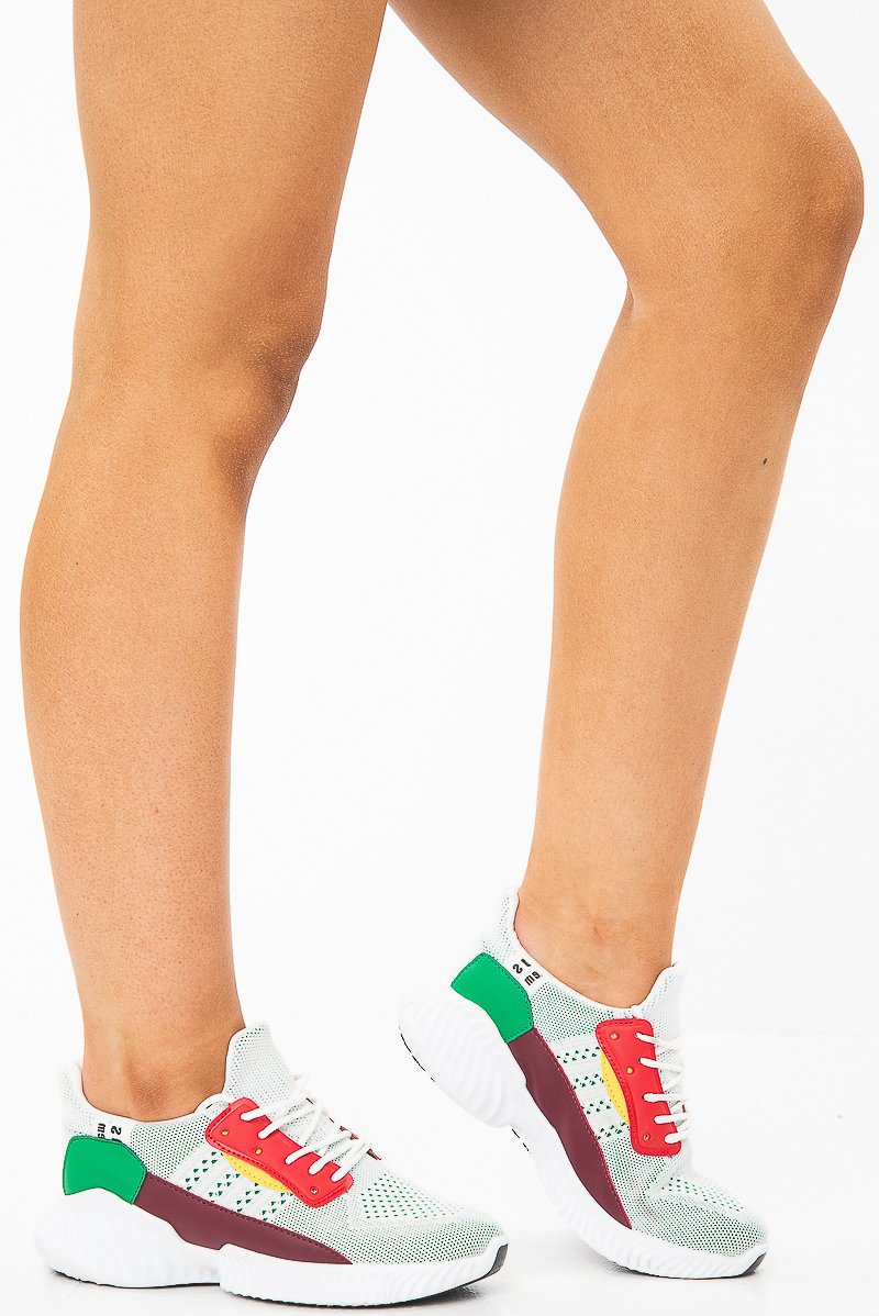 White Rippled Sole Trainers - Happiness-Trainers