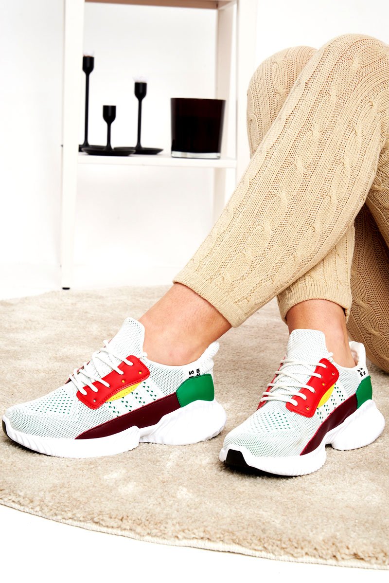 White Rippled Sole Trainers - Happiness-Trainers