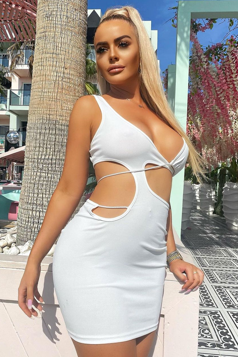 White Rope Detailing Cut Out Mini Dress - Bradlie