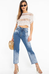 White Round Neck Crochet Crop Top - Lucindy-Crop Tops