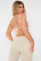 White Ruched Backless Crop Top - Sanne-Crop Tops