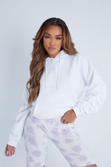 White Ruched Sleeve Oversized Hoodie - Dezi-Hoodies