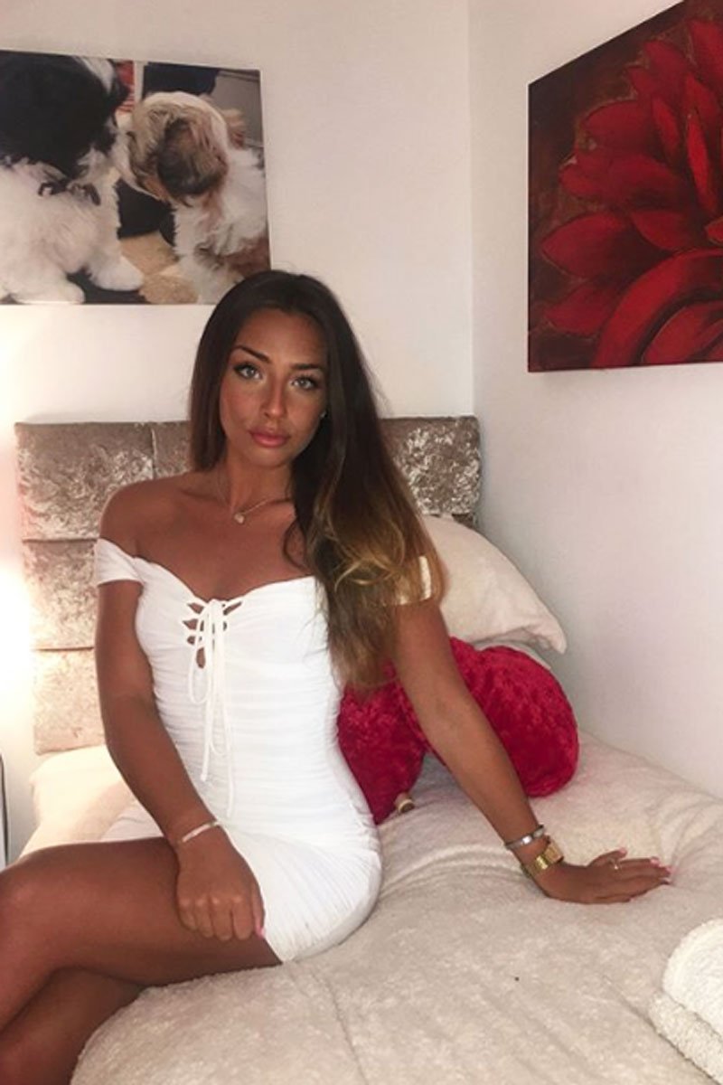 White Ruched Slinky Lace Up Dress - Rosina-Dresses