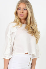 White Ruffle Crop Top - Melanie-Crop Tops