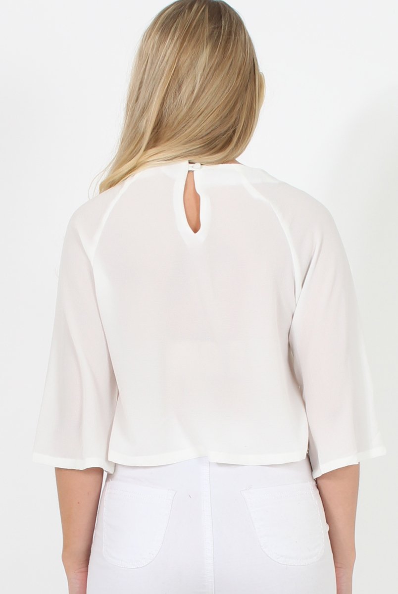 White Ruffle Crop Top - Melanie-Crop Tops