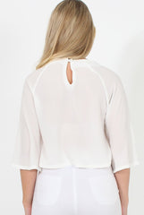 White Ruffle Crop Top - Melanie-Crop Tops