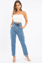 White Ruffle Front Strappy Crop Top - Aaloni-Crop Tops