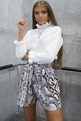 White Ruffle Hem Chunky Knit Crop Jumper - Alannah-Crop Jumper