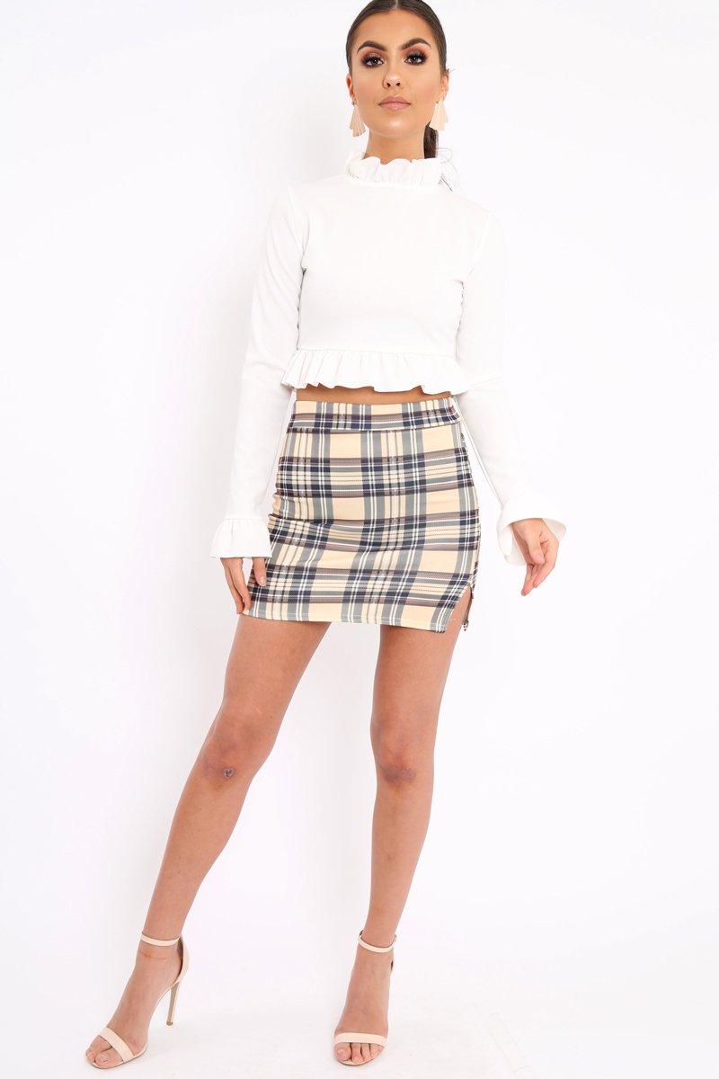 White Ruffle Hem Crop Top - Frankie-Tops