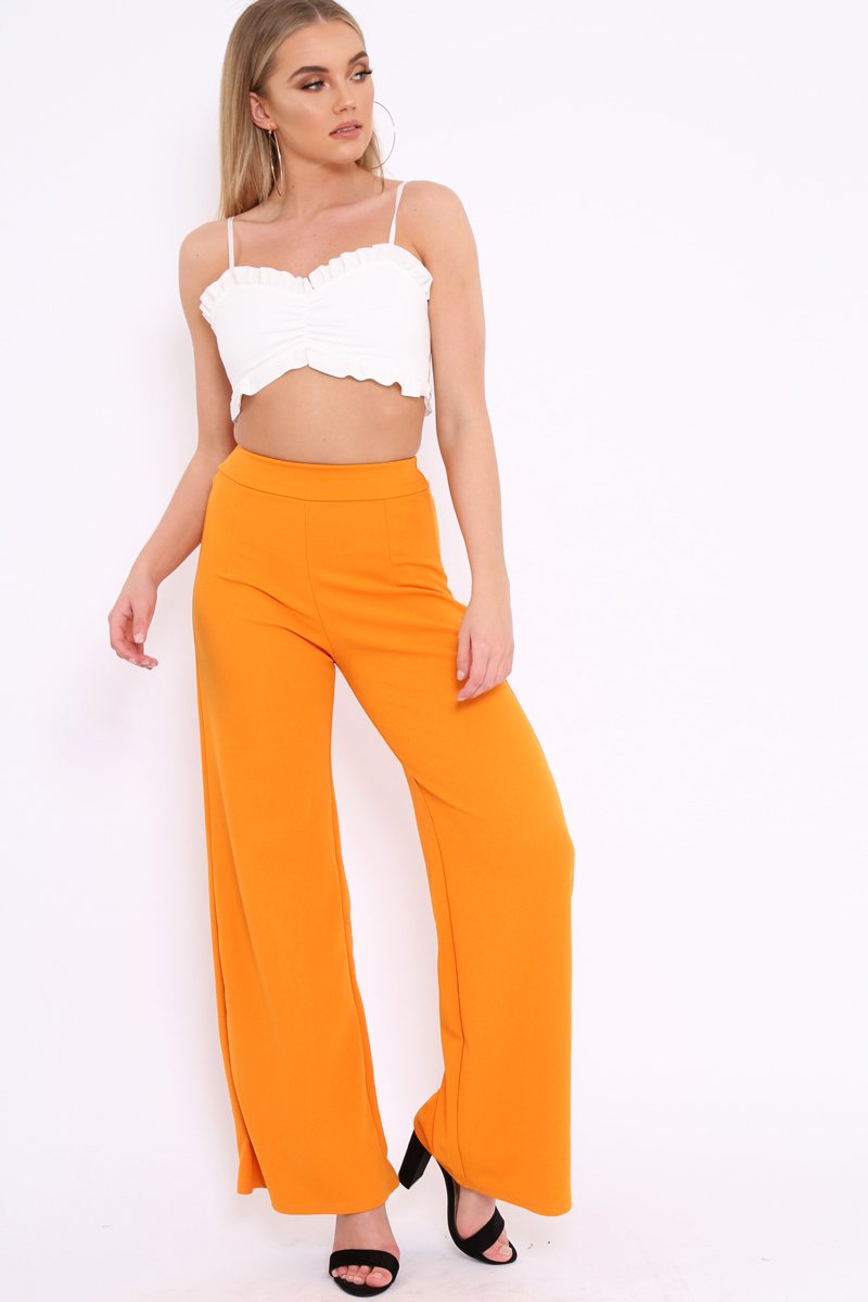 White Ruffle Rouched Middle Bralet - Cellie-Bralets