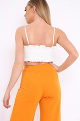White Ruffle Rouched Middle Bralet - Cellie-Bralets