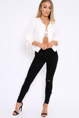 White Ruffle Sleeve Jacket - Verena-Jackets
