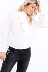 White Ruffled Blouse - Corda-Tops