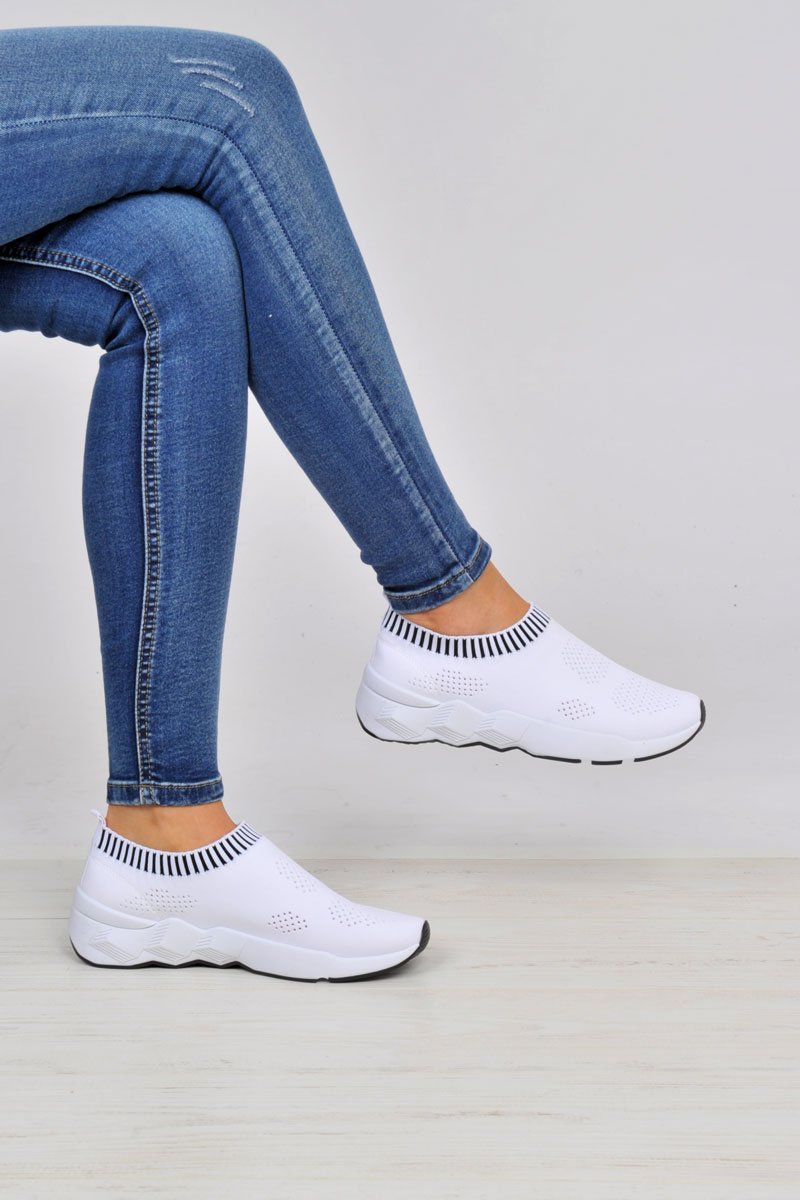 White Runner Sock Trainers - Kannon-Trainers
