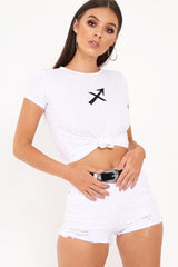White Sagittarius Star Sign T-Shirt - Adalee-Tops