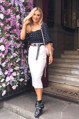 White Satin Floaty Midi Skirt - Serafina-Skirts