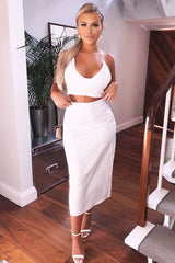 White Satin Floaty Midi Skirt - Serafina-Skirts