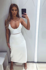 White Satin Lace Up Plunge Triangle Bralet - Tabby-Crop Tops