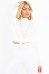 White Satin Shoulder Pad Shirred Waist Blouse - Farida-Blouse