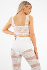 White Scallop Lace Strap Front Plunge Bralet - Jocilyn-Bralets