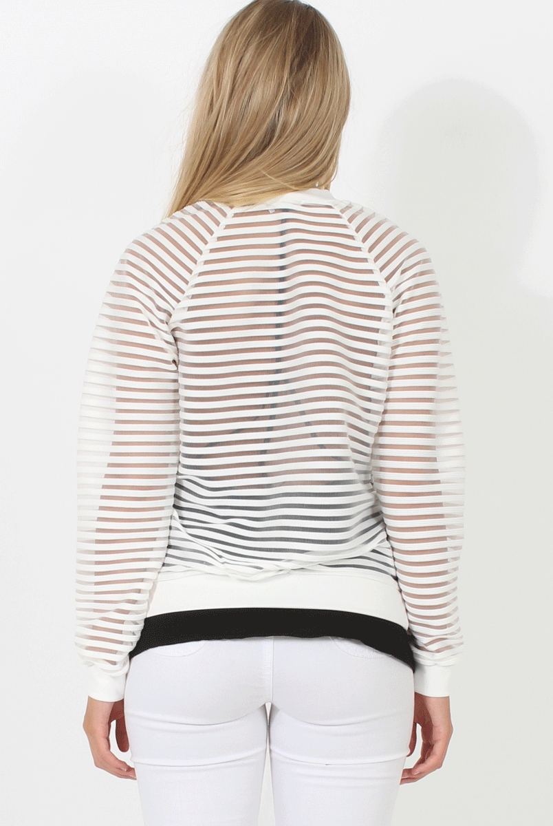 White Semi Sheer Bomber Jacket - Chante-Jackets