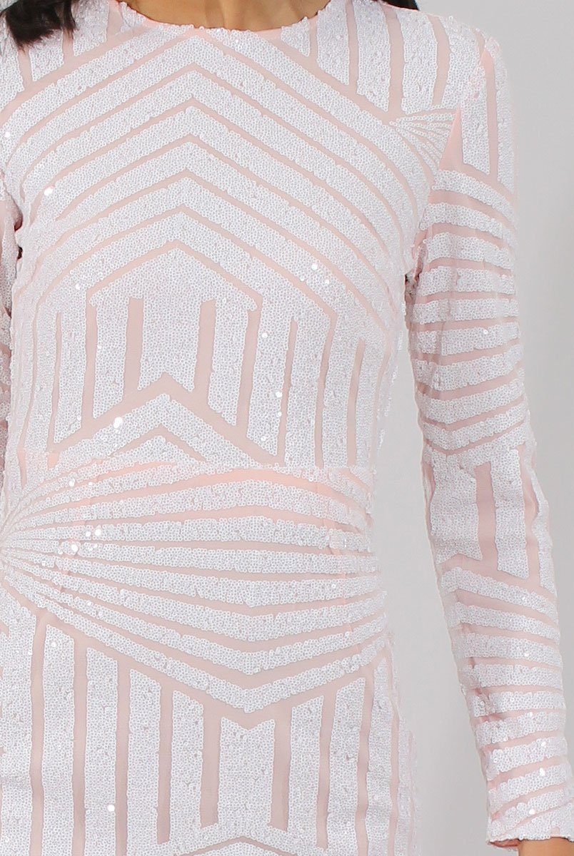 White Sequin Bodycon Dress - Rosalie-Dresses