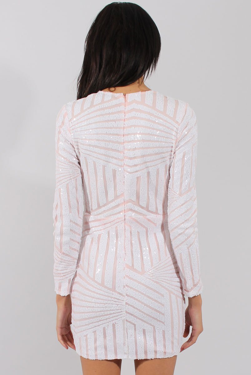 White Sequin Bodycon Dress - Rosalie-Dresses