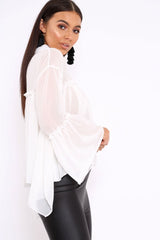 White Sheer Blouse - Viona-Tops