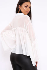 White Sheer Blouse - Viona-Tops