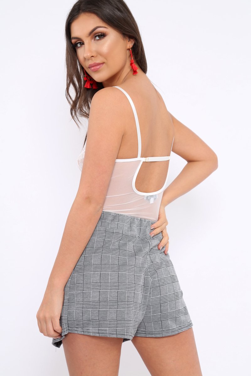 White Sheer Lace Bodysuit - Katia-Bodysuits