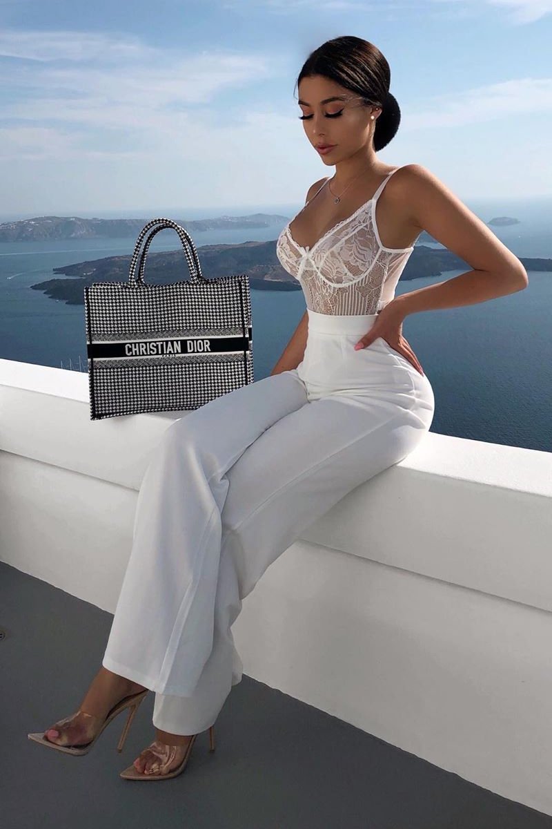 White Sheer Lace Bodysuit - Katia – Rebellious Fashion