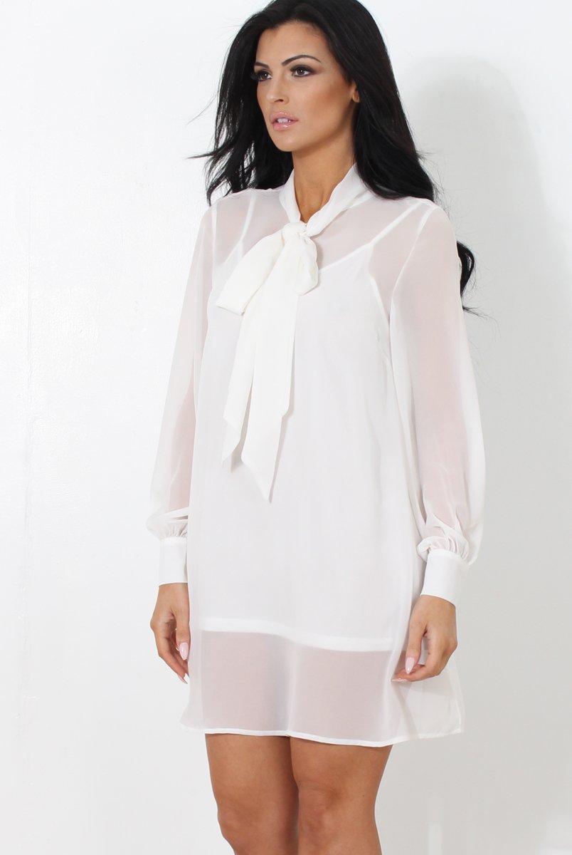 White Shift Dress-Whitley-Dresses