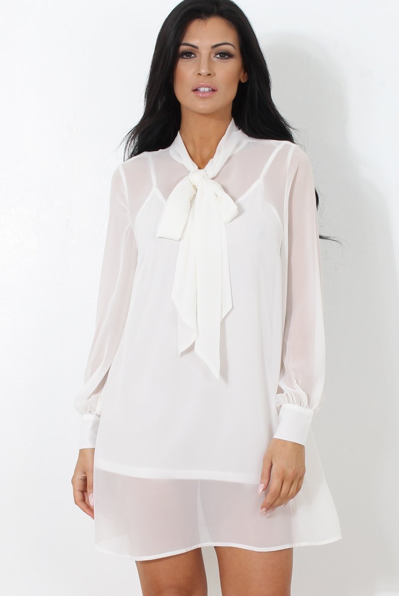White Shift Dress-Whitley-Dresses