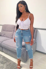 White Shirred Cup Sleeveless Crop Top - Divya-Crop Tops