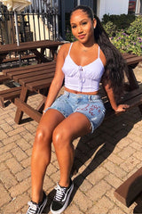 White Shirred Cup Sleeveless Crop Top - Divya-Crop Tops