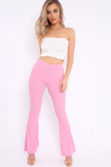 White Shirred Frill Bandeau Crop Top - Camren-Crop Tops